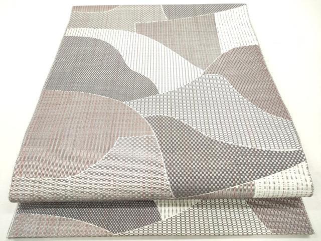 平和屋着物◎八寸名古屋帯　幾何学文　正絹　逸品　DABI0369xg
