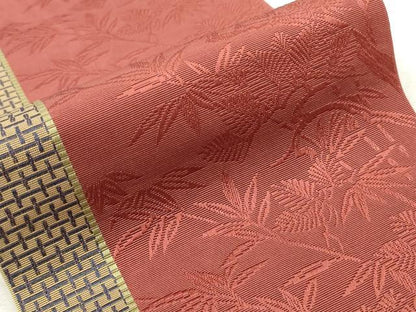 平和屋着物◎本場筑前博多織　半幅帯　草花文　正絹　逸品　DABI0400xg