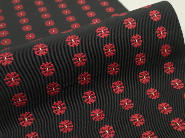 平和屋着物◎本場筑前博多織　半幅帯　花間道　黒地　正絹　逸品　DABI0401xg