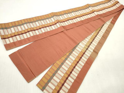 平和屋着物◎本場筑前博多織　半幅帯　横段文　正絹　逸品　DABI0403xg