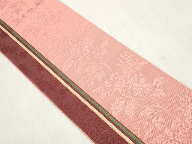 平和屋着物◎本場筑前博多織　半幅帯　花間道　正絹　逸品　DABI0404xg