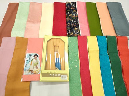 平和屋着物▼和装小物　重ね衿・伊達衿まとめて20点　紗綾形　七宝　舞花　金糸　未使用あり　逸品　DABI0405xg