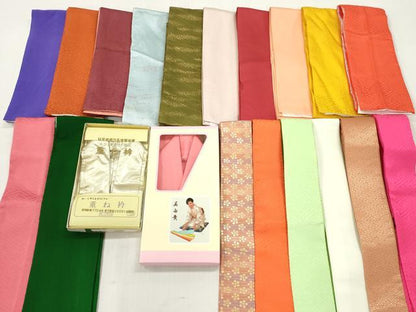 平和屋着物▼和装小物 重ね衿・伊達衿まとめて20点 紗綾形 花尽くし 流水 麻の葉 箔散らし 金彩 金糸 未使用あり 逸品 DABI0421xg