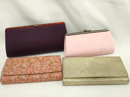 平和屋着物▼和装小物　和装バッグまとめて4点　ハンドバッグ　クラッチ　吉祥文　草花文　流水文　金糸　逸品　DABI0490xg