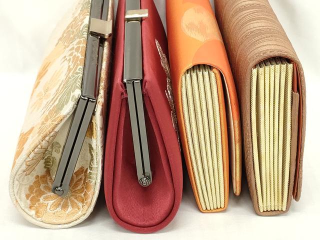 平和屋着物▼和装小物　和装バッグまとめて4点　ハンドバッグ　クラッチ　御所車花文　よろけ縞　草花文　金銀糸　逸品　DABI0491xg