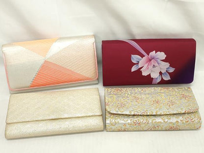 平和屋着物▼和装小物　和装バッグまとめて4点　ハンドバッグ　佐賀錦　花菱文　草花文　切嵌　金銀糸　逸品　DABI0498xg