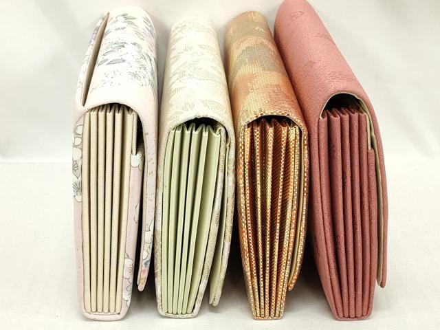 平和屋着物▼和装小物　和装バッグまとめて4点　ハンドバッグ　佐賀錦　御所車花文　地紙重ね花文　小花地紋　金銀糸　逸品　DABI0507xg