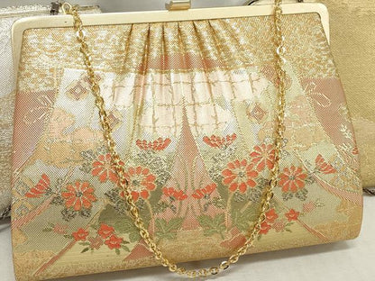 平和屋着物▼和装小物　和装バッグまとめて3点　ハンドバッグ　クラッチ　佐賀錦　几帳草花文　雲取り箔散らし文　逸品　DABI0519xg