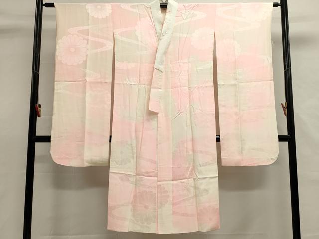 平和屋着物■振袖用長襦袢　流水花文　暈し染め　半衿刺繍　正絹　逸品　DABI0526cd
