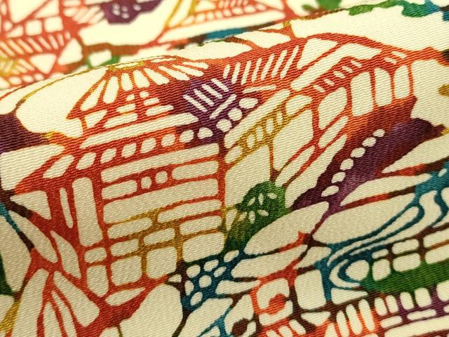 平和屋着物□上質な小紋 型染め 風景文 正絹 逸品 DABI0529cd