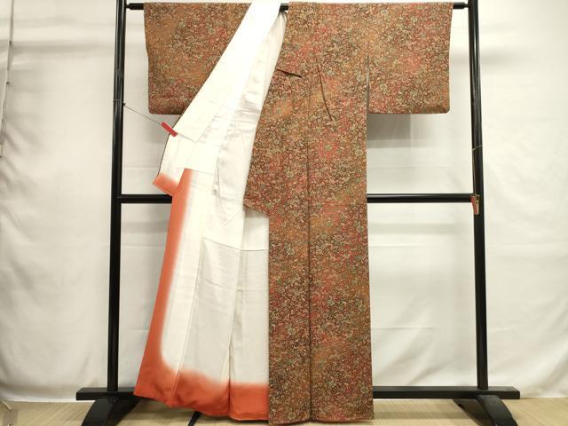 平和屋着物■上質な小紋　更紗花文　暈し染め　正絹　逸品　DABI0532cd