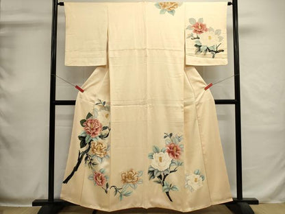 平和屋着物■訪問着　友禅　草花文　正絹　逸品　DABI0535cd