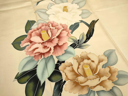平和屋着物■訪問着　友禅　草花文　正絹　逸品　DABI0535cd