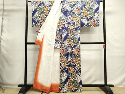 平和屋着物■上質な小紋　片輪車花文　金彩　正絹　逸品　DABI0541cd