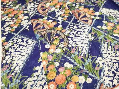 平和屋着物■上質な小紋　片輪車花文　金彩　正絹　逸品　DABI0541cd