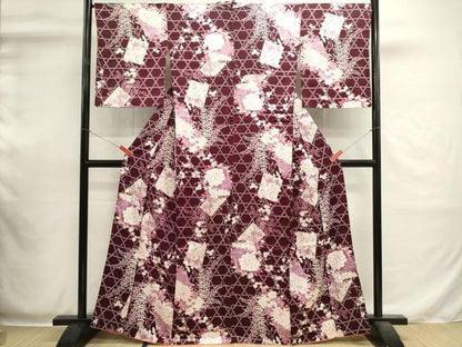 平和屋着物■上質な小紋　藤花房　枝梅　金彩　正絹　逸品　DABI0542cd