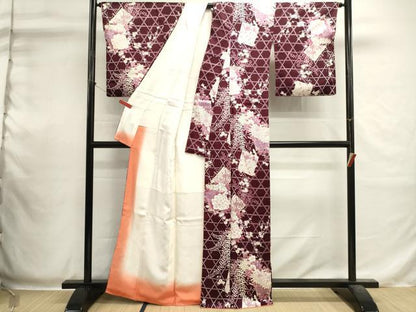 平和屋着物■上質な小紋　藤花房　枝梅　金彩　正絹　逸品　DABI0542cd