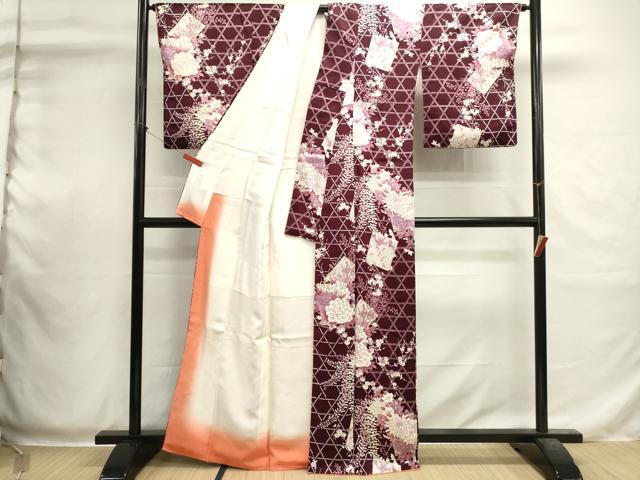 平和屋着物■上質な小紋　藤花房　枝梅　金彩　正絹　逸品　DABI0542cd