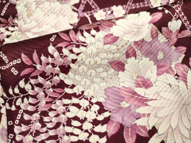 平和屋着物■上質な小紋　藤花房　枝梅　金彩　正絹　逸品　DABI0542cd