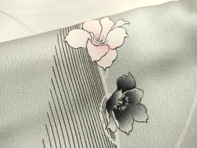 平和屋着物■上質な小紋　枝花文　暈し染め　銀彩　正絹　逸品　DABI0544cd
