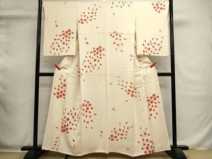 平和屋着物■上質な小紋　手描き　草花文　正絹　逸品　DABI0548cd