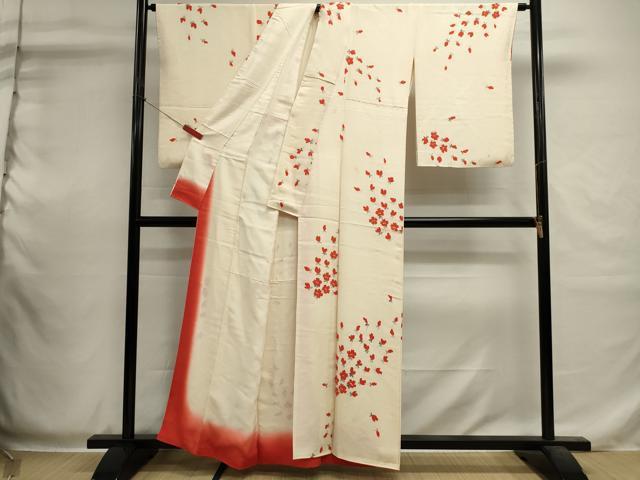 平和屋着物■上質な小紋　手描き　草花文　正絹　逸品　DABI0548cd