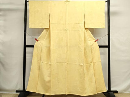 平和屋着物■上質な色無地　御所車花地紋　蜂蜜色　正絹　逸品　DABI0549cd