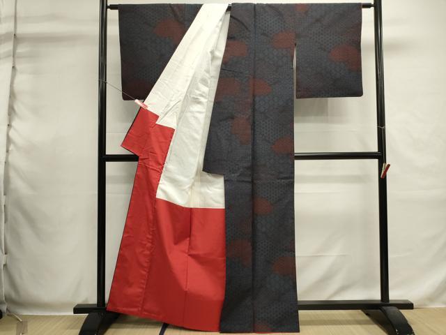 平和屋着物■上質な紬　80亀甲　吉祥文　正絹　逸品　DABI0550cd