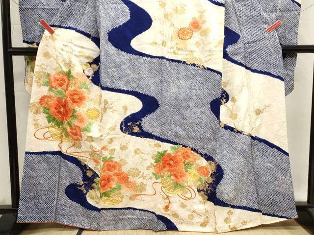 平和屋着物■豪華振袖　駒刺繍　絞り　花籠文　暈し染め　金彩　正絹　逸品　DABI0551cd