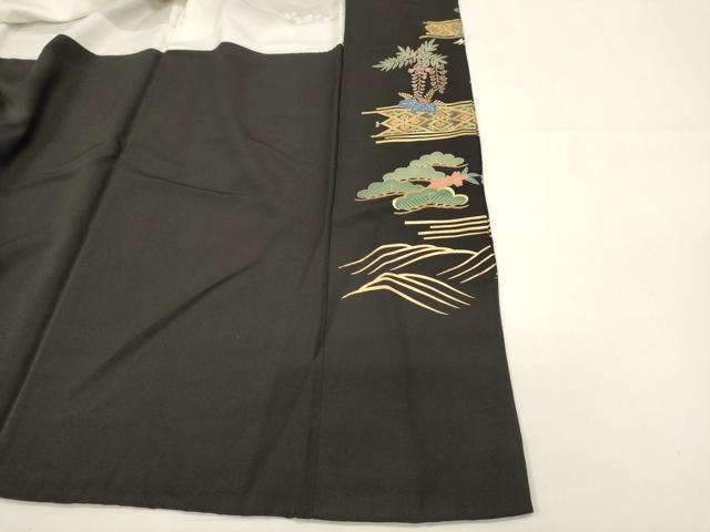 平和屋着物■豪華黒留袖　横段飛鶴松文　松寿　金彩　正絹　逸品　DABI0553cd