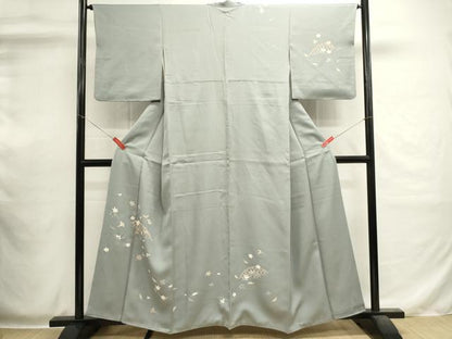 平和屋着物■訪問着　駒刺繍　籬草葉文　正絹　逸品　DABI0555cd