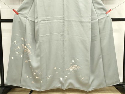 平和屋着物■訪問着　駒刺繍　籬草葉文　正絹　逸品　DABI0555cd