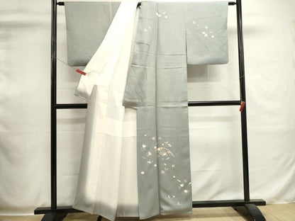 平和屋着物■訪問着　駒刺繍　籬草葉文　正絹　逸品　DABI0555cd