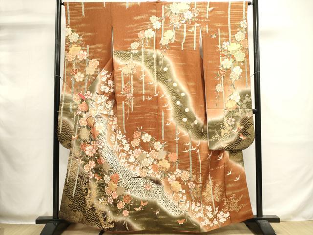 平和屋着物■豪華振袖　吉祥花蝶文　金彩　やまと誂製　正絹　逸品　DABI0559cd
