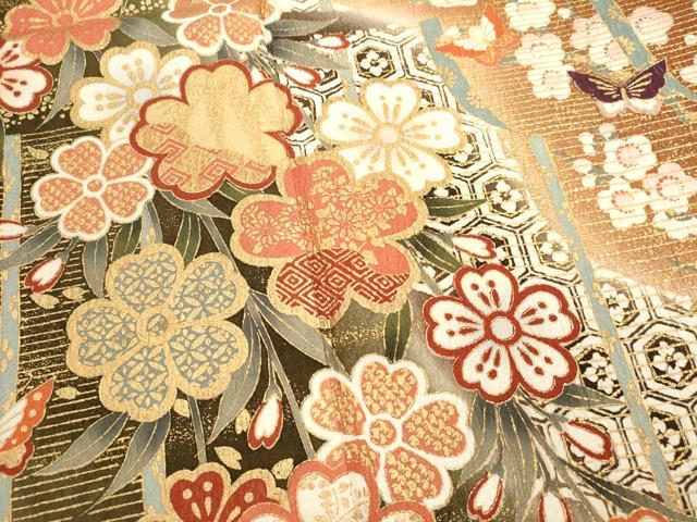 平和屋着物■豪華振袖　吉祥花蝶文　金彩　やまと誂製　正絹　逸品　DABI0559cd
