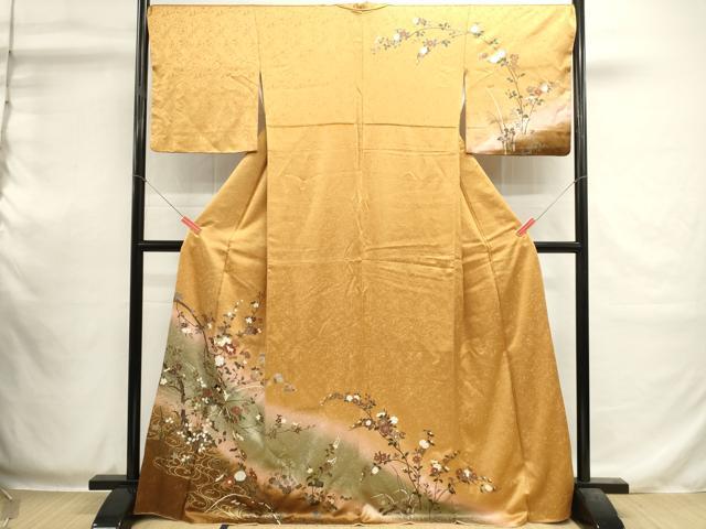 平和屋着物■訪問着　枝花文　暈し染め　金彩　正絹　逸品　DABI0561cd