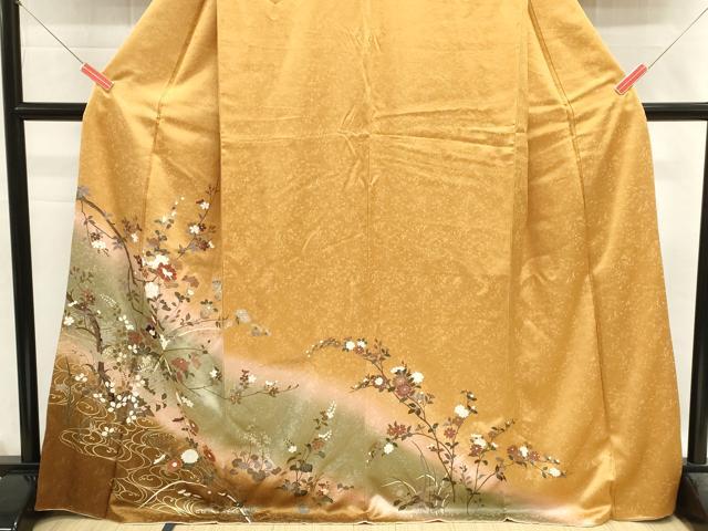 平和屋着物■訪問着　枝花文　暈し染め　金彩　正絹　逸品　DABI0561cd