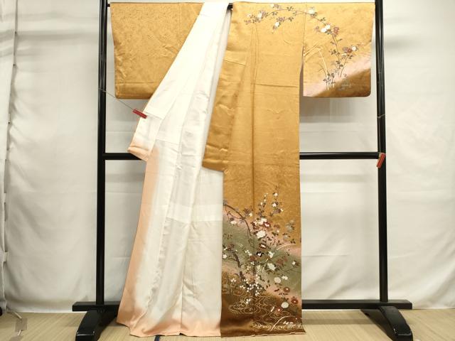 平和屋着物■訪問着　枝花文　暈し染め　金彩　正絹　逸品　DABI0561cd