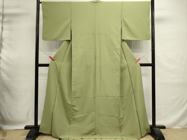 平和屋着物■色無地　抹茶色　洗える着物　DABI0571cd