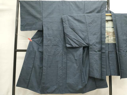 平和屋着物■男性　紬　アンサンブル　長羽織　霞文　正絹　逸品　DABI0575cd