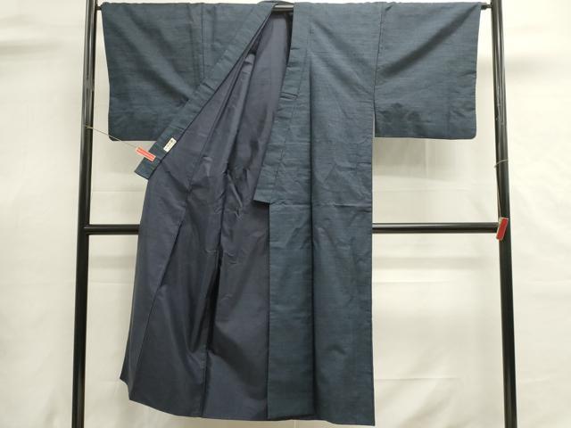 平和屋着物■男性　紬　アンサンブル　長羽織　霞文　正絹　逸品　DABI0575cd