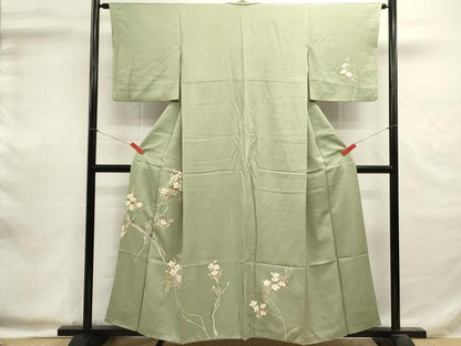 平和屋着物■訪問着　刺繍　枝花文　正絹　逸品　DABI0585cd