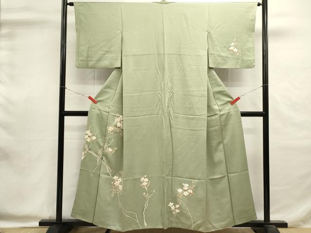 平和屋着物■訪問着　刺繍　枝花文　正絹　逸品　DABI0585cd
