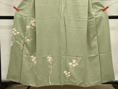 平和屋着物■訪問着　刺繍　枝花文　正絹　逸品　DABI0585cd