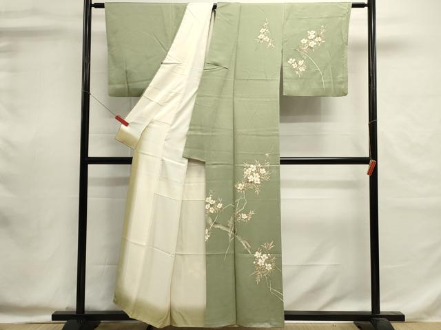 平和屋着物■訪問着　刺繍　枝花文　正絹　逸品　DABI0585cd