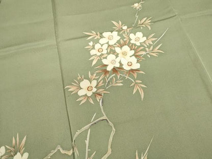 平和屋着物■訪問着　刺繍　枝花文　正絹　逸品　DABI0585cd