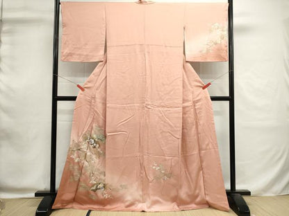 平和屋着物■金彩友禅作家　木村桂友　訪問着　地紙花文　枝梅　暈し染め　金銀彩　さが美扱い　正絹　逸品　DABI0587cd