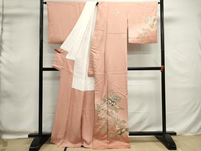 平和屋着物■金彩友禅作家　木村桂友　訪問着　地紙花文　枝梅　暈し染め　金銀彩　さが美扱い　正絹　逸品　DABI0587cd