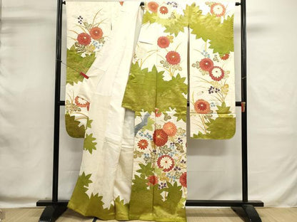 平和屋着物■豪華振袖　駒刺繍　枝花文　金彩　正絹　逸品　DABI0588cd