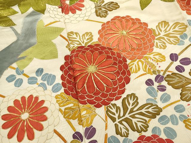 平和屋着物■豪華振袖　駒刺繍　枝花文　金彩　正絹　逸品　DABI0588cd
